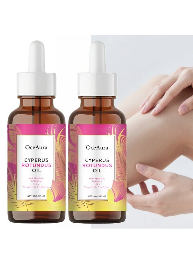  اوساورا عبوتان من زيت إزالة الشعر بزيت السعد المستدير | يُرطب بصيلات الشعر بلطف، ويُثبط نمو الشعر، ويُلطف البشرة ويُرممها، مناسب للرجال والنساء 60 مل × 2 - Image 1